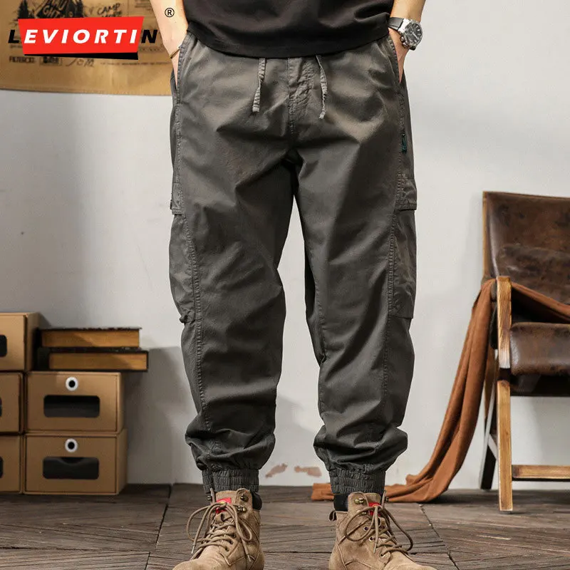 Men's Spring and Autumn New Style Japanese Fashion Elastic Waist Elastic Bundle Foot Loose Work Clothes Harun Sports Pants