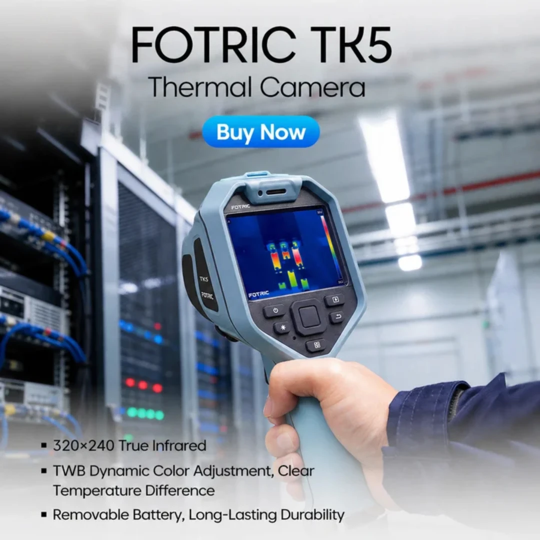 FOTRIC TK5 Warmtebeeldcamera met echte 320x240 IR-resolutie voor warmteverlies, isolatie en koudebruggen, zonder scherpstellen, 3,5-inch touchscreen, voor woninginspectie en controle van