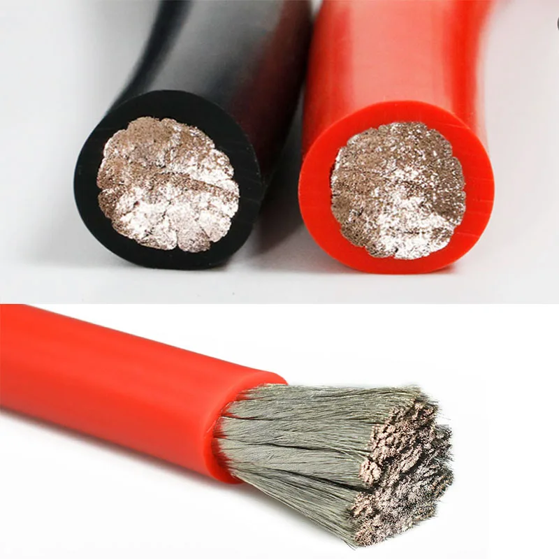 Silicone Wire Red Wire Black Wire 10awg 8awg 6awg 4awg 2awg 0awg High Temperature Car Battery Wire 0.08mm Tinned Copper Wire