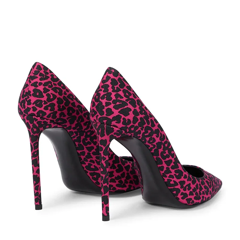 Fashion Pointed Toe Women Shoes Sexy Leopard Print High Heels Deep V Nightclub Pumps Famous Brand Design Large Size Sandals