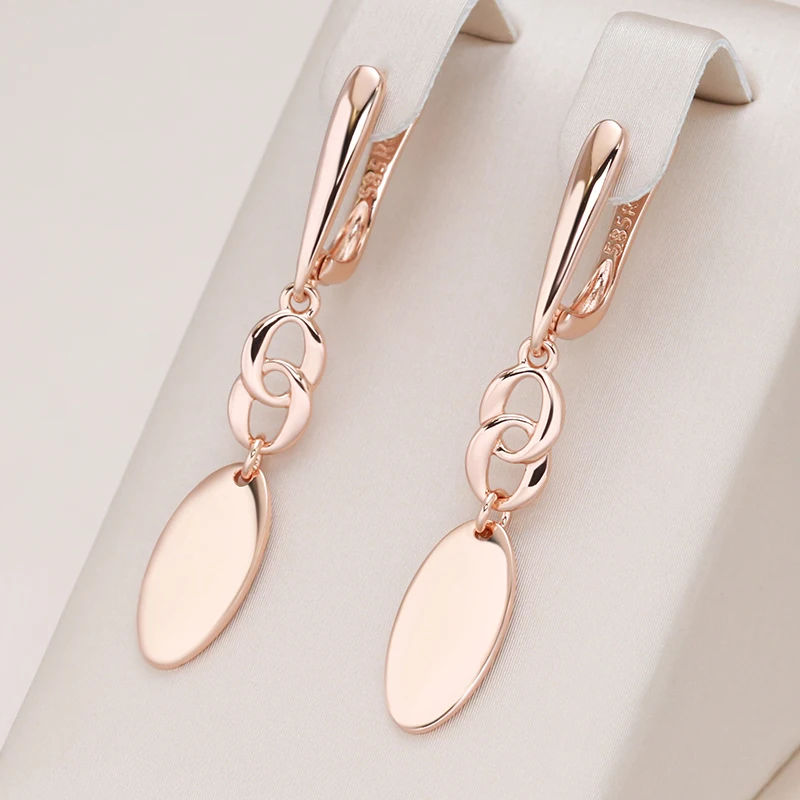 Kinel Hot Fashion Glossy Dangle Earrings 585 Rose Gold Simple Geometry Earrings For Women High Quality Daily Fine Jewelry