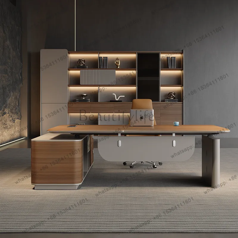 

Intelligent lifting boss table office simple modern light luxury premium table