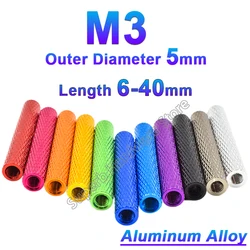 1Pc M3 Colourful Knurled Aluminum Standoff Spacer Coupling Column Rods m3x6/10/15/20/25/28/30/35/40mm for Drone Aircraft Model