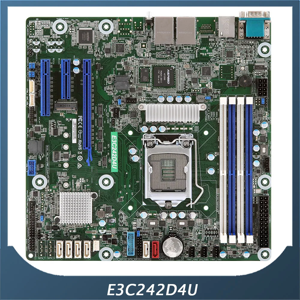 E3C242D4U Server Motherboard For ASRock LGA1151 DDR4 Support Xeon E-2100 IPMI High Quality