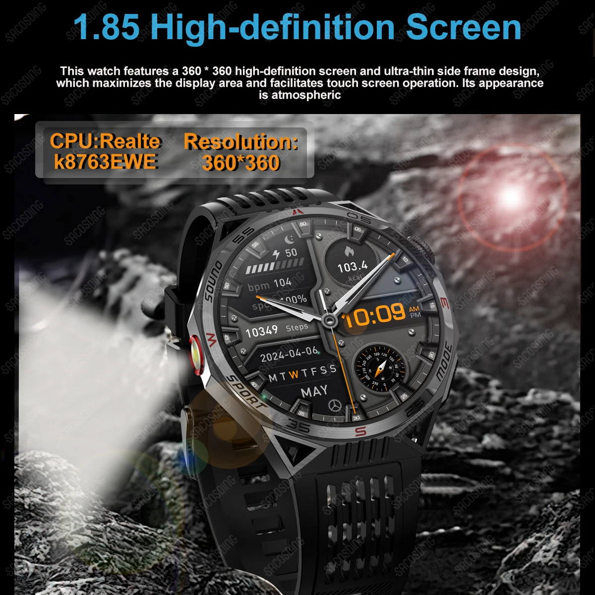 2024 New GPS Compass Smart Watch Men Multifunctional Sport Fitness Tracker 450 Mah Battery BT Call Blood Oxygen For HUAWEI