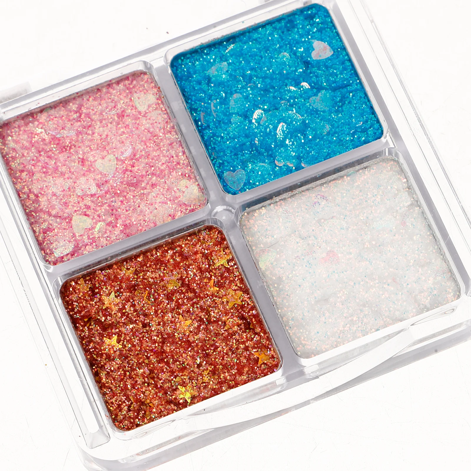 2 個のキラキラアイシャドウパレットグリッターアイシャドウシマー装飾メイクアップ女性女の子フェスティバルパーティー用