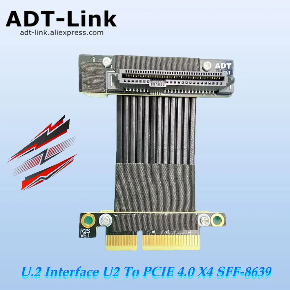 

ADT-Link U.2 Interface U2 To PCIE 4.0 X4 SFF-8639 NVMe 64Gbps Riser Solid State Drive Transfer Extension Data Gen4.0 Cable