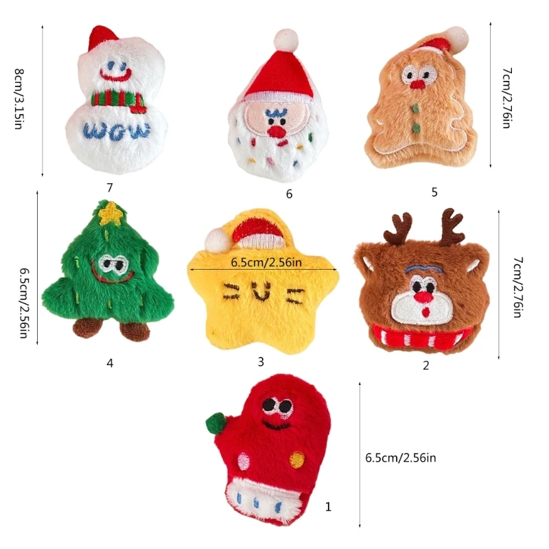 Broche en peluche thème noël, jolie broche en peluche douce rembourrée pour tenues vacances, décorations