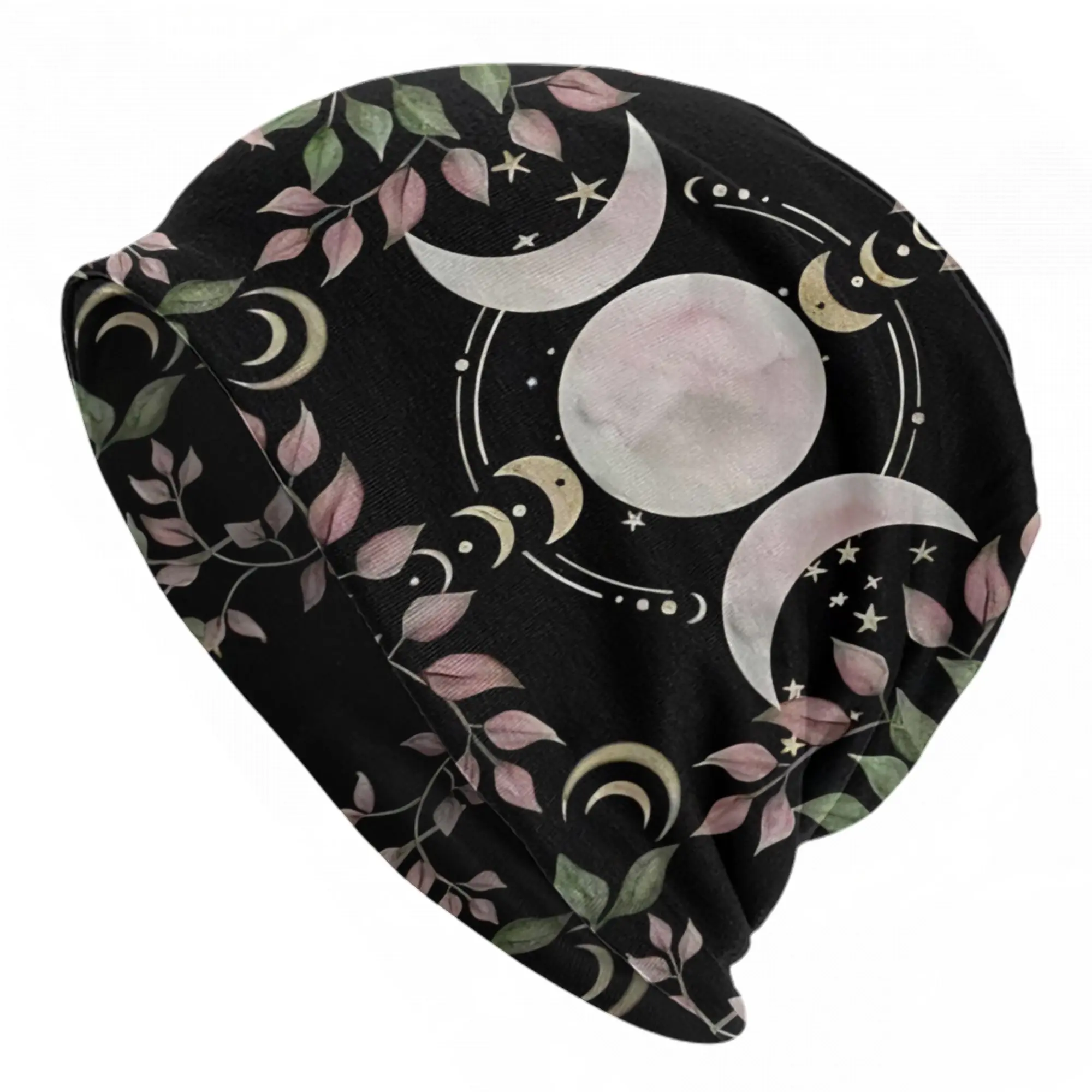 Sun and Moon Bonnet Hat Hip Hop Ski Mysterious Foral Skullies Beanies Hat Unisex Warm Head Wrap Cap