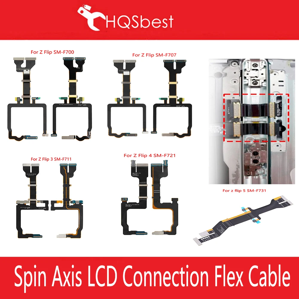 Spin Axis Rotating Spindle Hinge LCD Connection Flex Cable For Samsung Galaxy Z Flip 1 2 3 4 5 f700 f707 f711 f721 f731