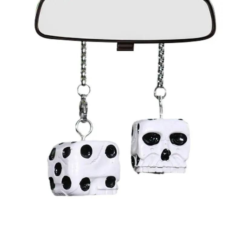 Dice Car Charm Rear View Mirrors Skull Dice Charm Ornament Easy Install Decorative Gothic Horror Car Mirrors Ornaments For Bag