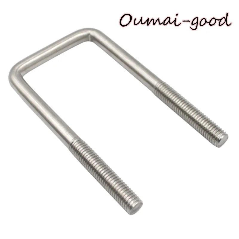 1pc M6 M8 Square U-bolts Authentic High Quality 201 Stainless Steel Bolts Right Angle U Shaped Riding Bolts for Attaching Pipe