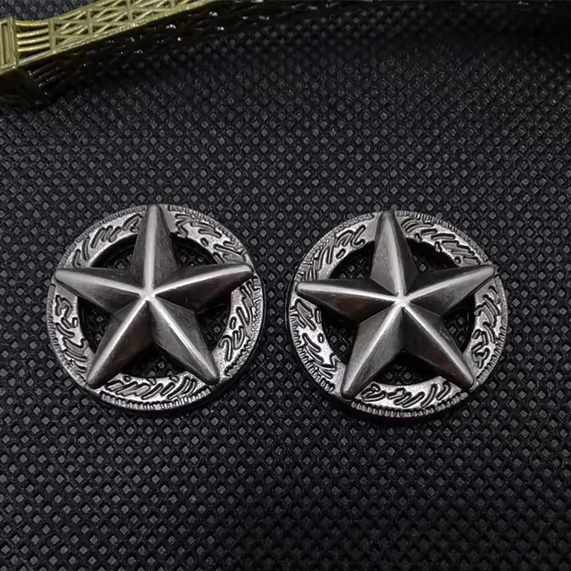 5pcs 36*36mm Punk Vintage Silver Western Texas Star Stud Rivet Leathercraft Saddle Conchos For Leather Rivet Back