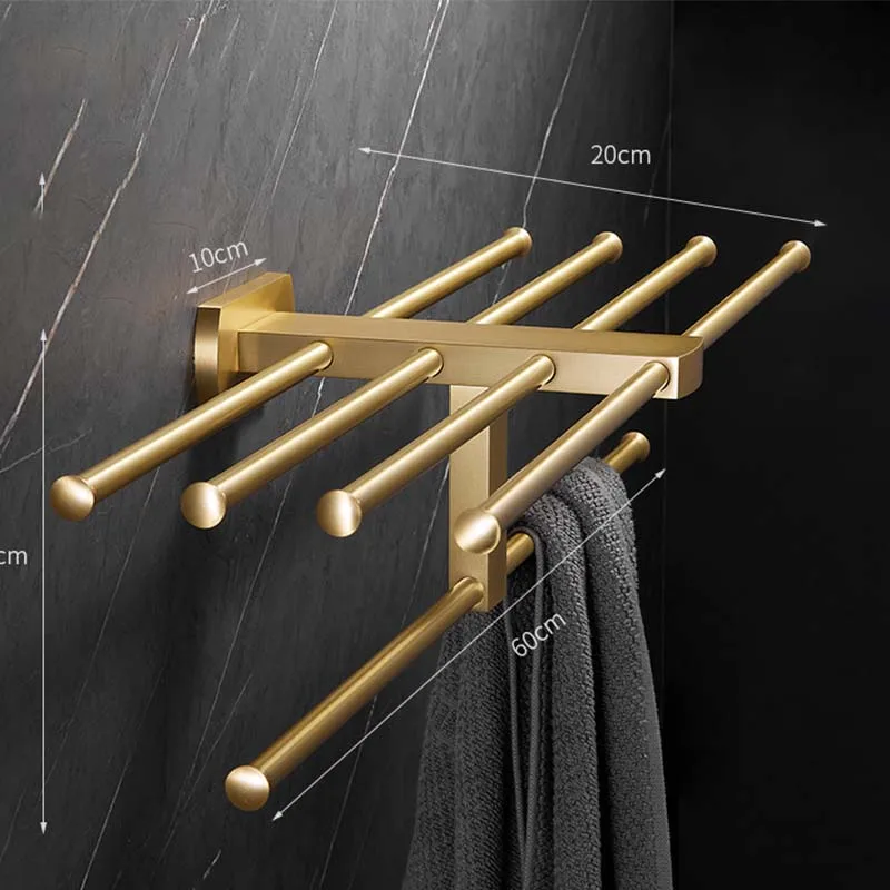 

Brass Perforated Installation Gold Colour Bathroom Towel Rack Bathroom Hardware Accessorie Part Contemporary High-end Towel Rail