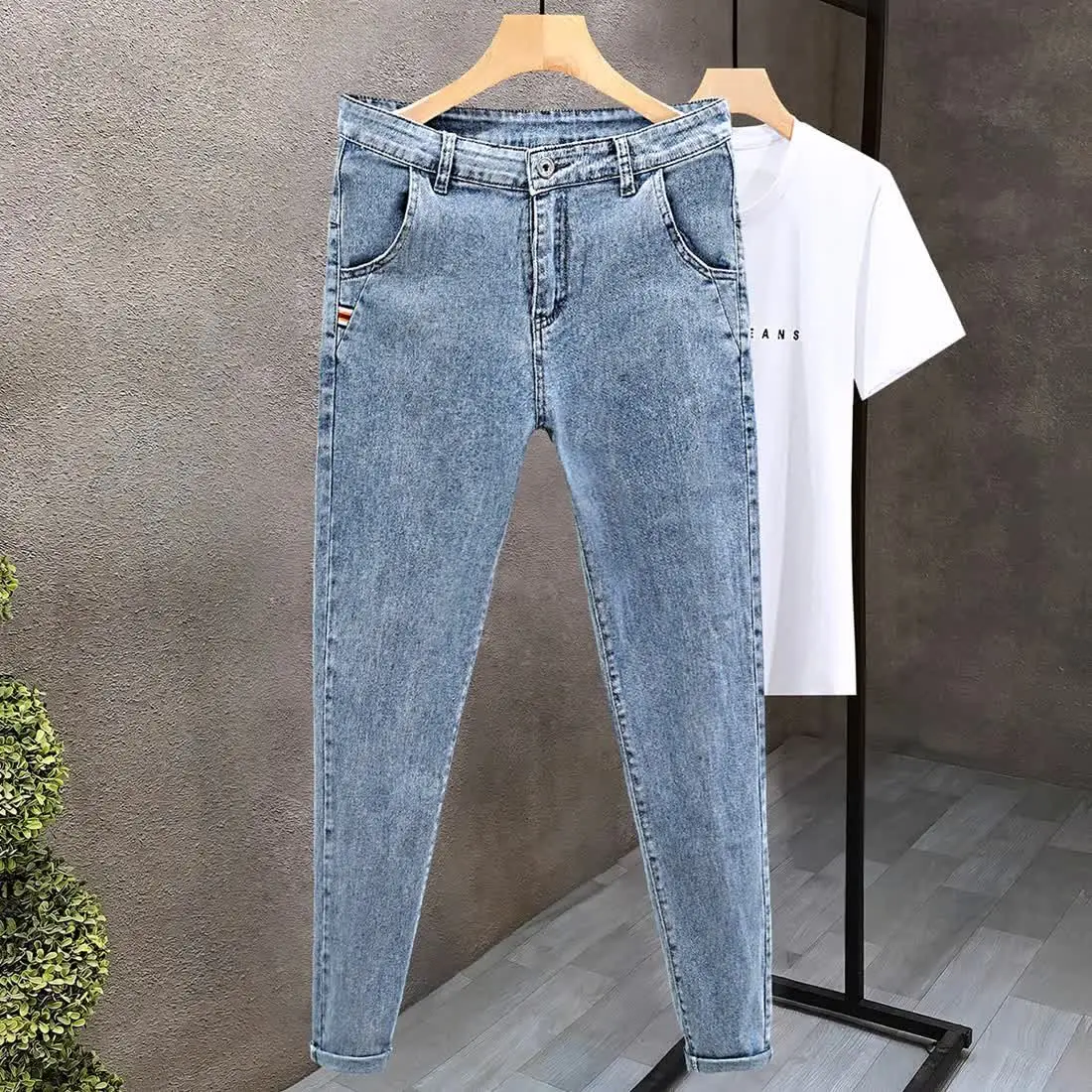 

High Quality korean Fashion Washed Jeans Men's Luxury New Men's Casual Spring and Autumn Boyfriend Jeans Men's Summer Pants Male