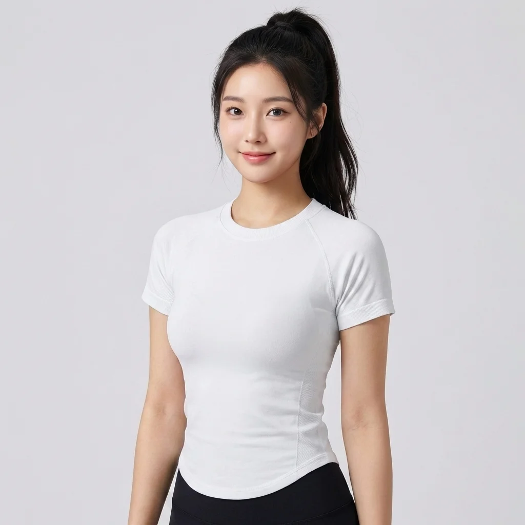 Damen Schnelltrocknendes Nahtloses Fitness-T-Shirt Outdoor-Sportbekleidung Yoga-Lauf-Workout-Oberteil Damen-Sportbekleidung Trainings-Gym-Kleidung – Detail 2