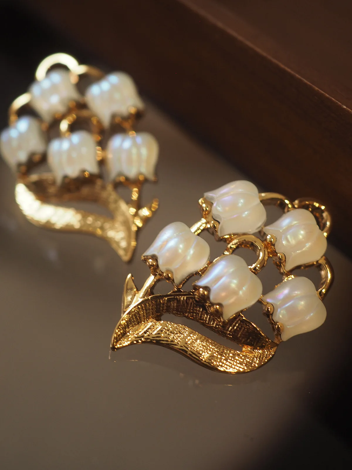 Belle Epoque Lily Of The Valley Vintage Jewellery Set 14K Gold Filled Chalcedony Floral Ear Stud/Cuff Bracelet/Neck Choker Gifts