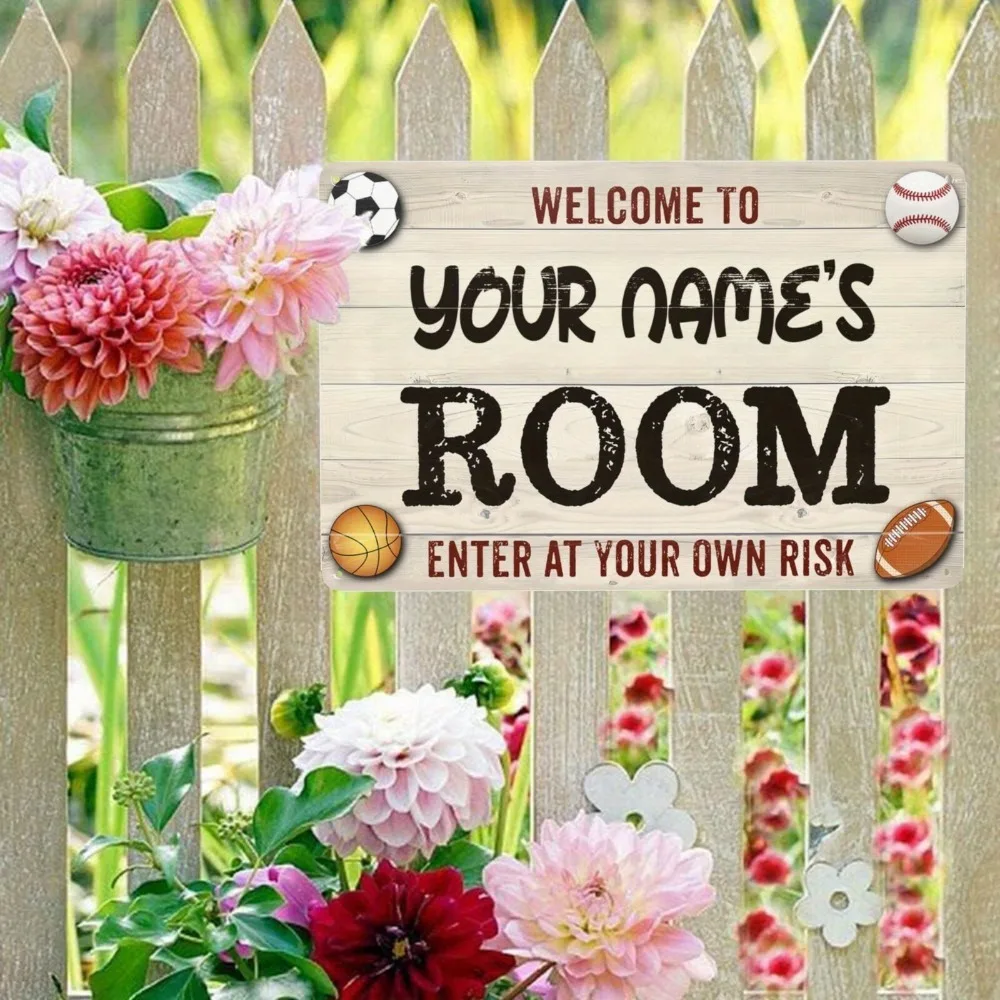CIFbuy [2D Flat] Vintage Room Metal Sign,Personalized Soccer Basketball Wall Decor (Only For Decoration)
