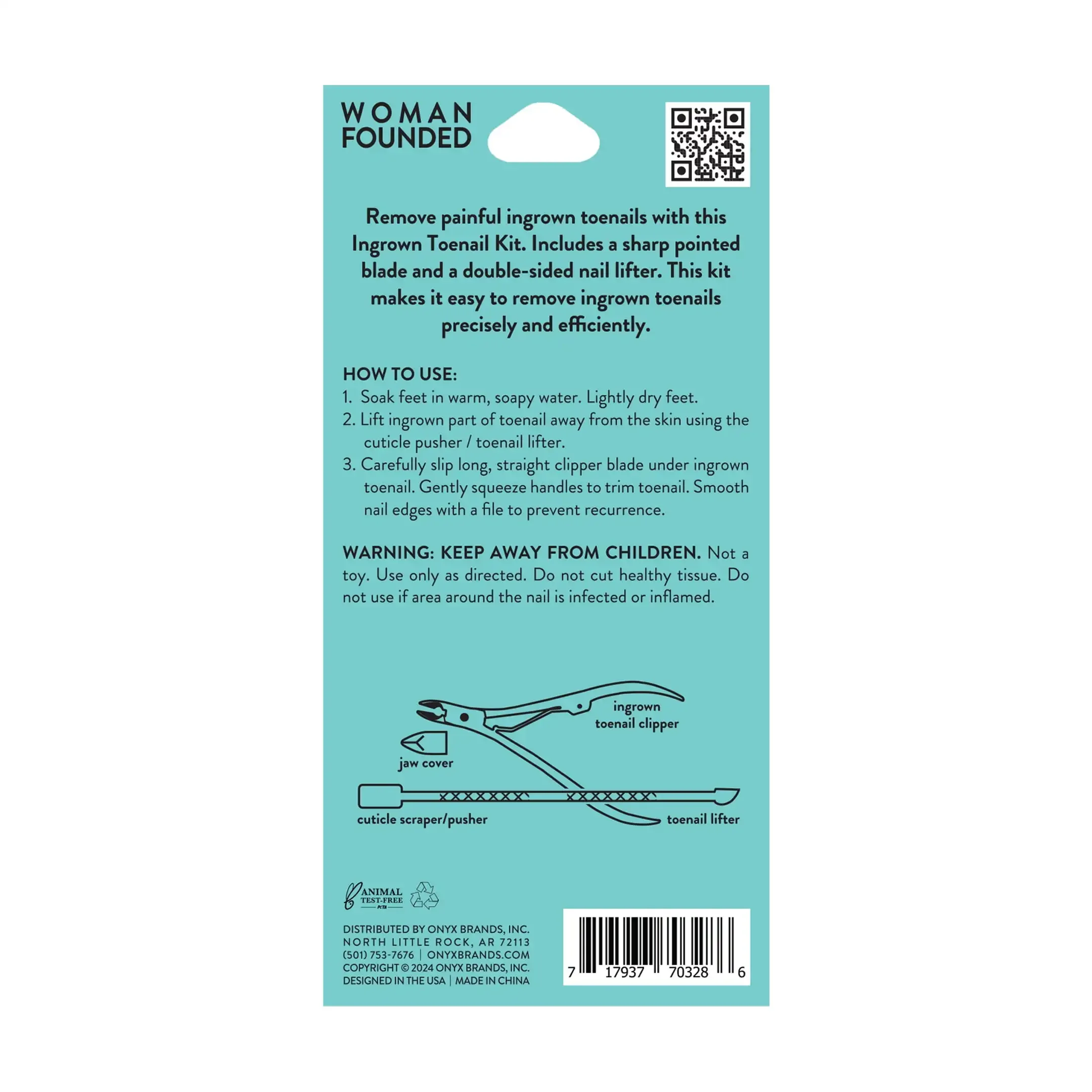 Ingrown Toenail Kit with Toenail Metal Clippers & Double-Ended Pusher, Color Silver