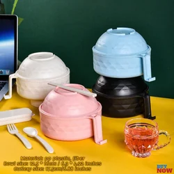 Instant Noodle Bowl With Tableware Large Capacity Environmentally Friendly Wheat Straw Draining Water Bowl Handle Anti-scalding