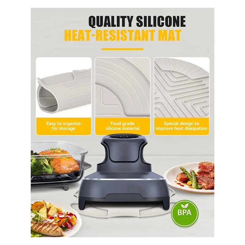 A76G-Tikar Silikon Tahan Panas untuk Ninja Crispi Kaca Penggorengan Udara Antiselip Meja Dapur Potholder