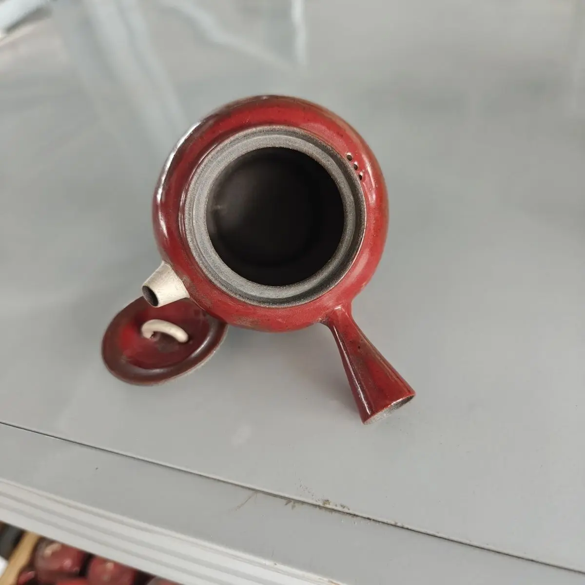 Kiln-Turned Vermilion Red Chinese-Style Handmade Teapot Home-Use Single Pot Set Ceramic For Tea Brewing Vintage Iron-Clad