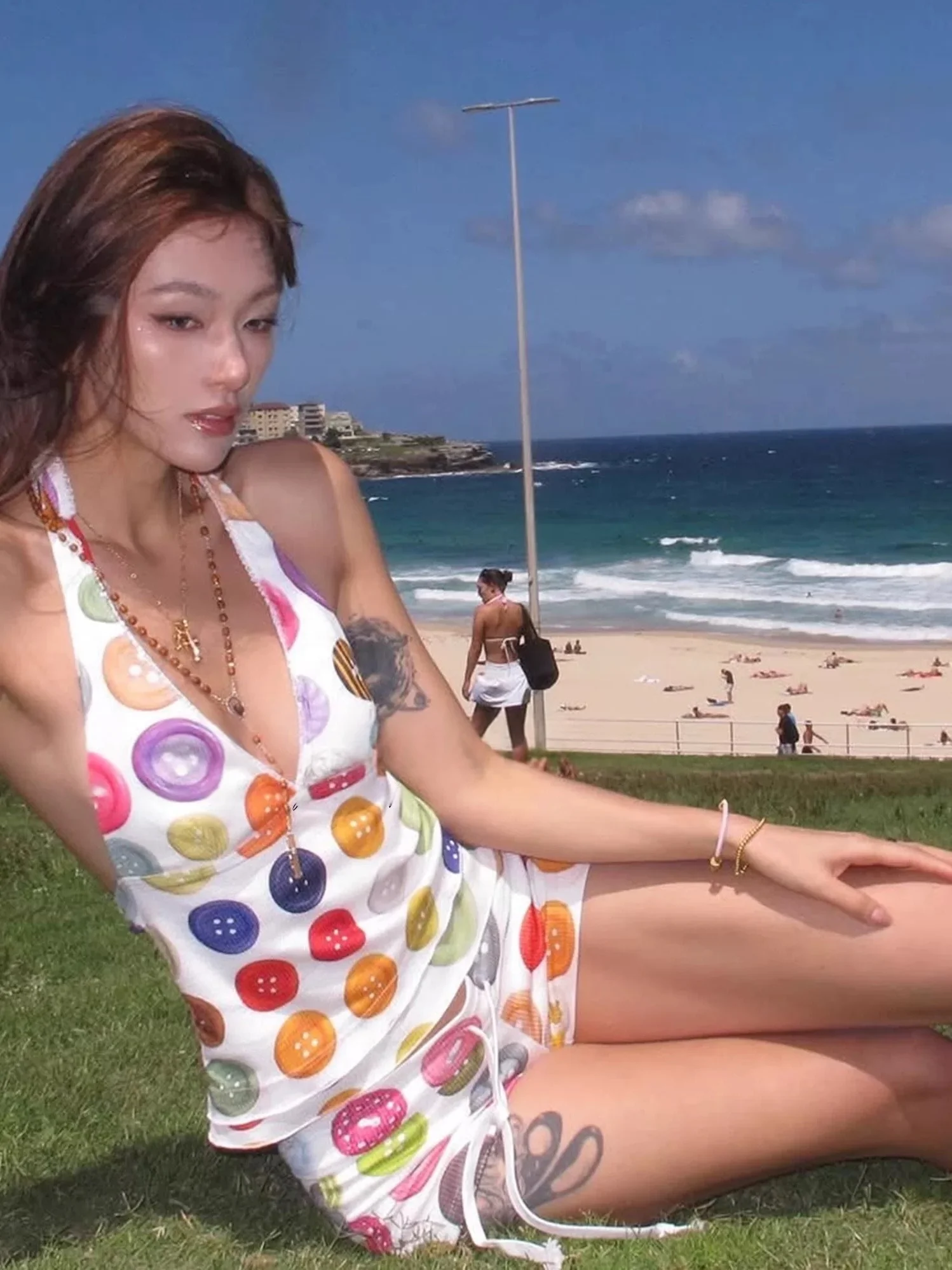 

Женский раздельный купальник-бикини с пуговицами, для термальных источников и пляжа, с эффектом пуш-ап для небольшой груди, комплект для отпуска