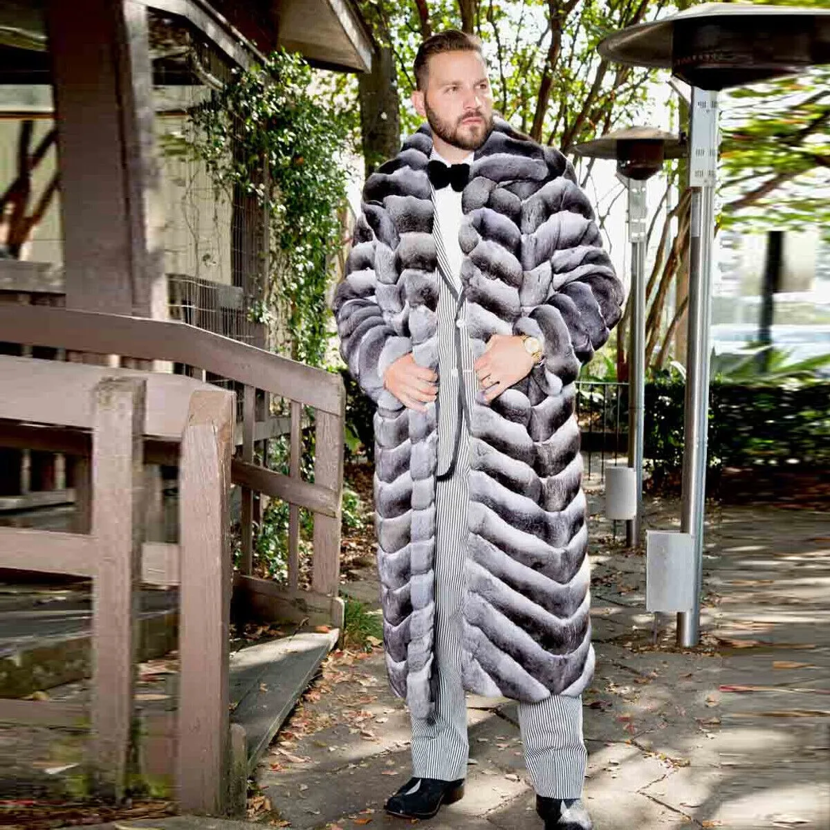 Männer 100% natürliche Rex Kaninchen Pelzmantel lange Mode echte Chinchilla Pelz Mantel Luxus Winter warme Revers Kragen Tier neue Jacke