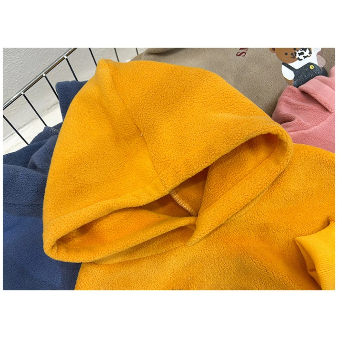 1-9Y الاطفال مزدوجة الصوف الكرتون الباندا هوديي قميص دافئ عادية مقنع البلوز الأطفال أفضل بنين بنات بلوفر شتوي الملابس