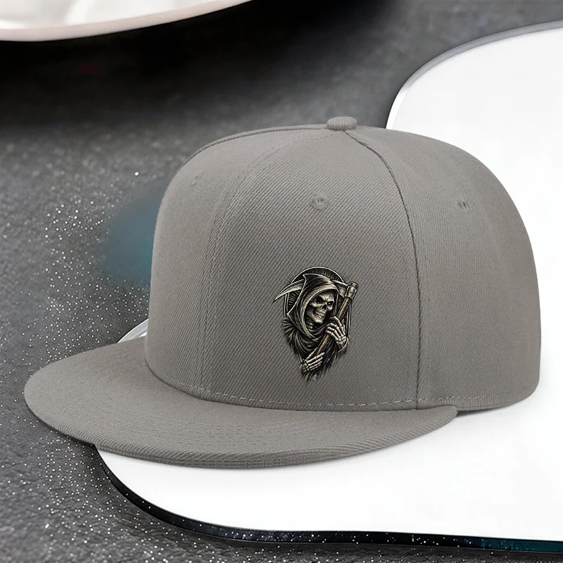 1 Adjustable Hip-hop Cap with a Grim Reaper Scythe Print, Featuring an Outdoor Sports Style for Both Men and Women