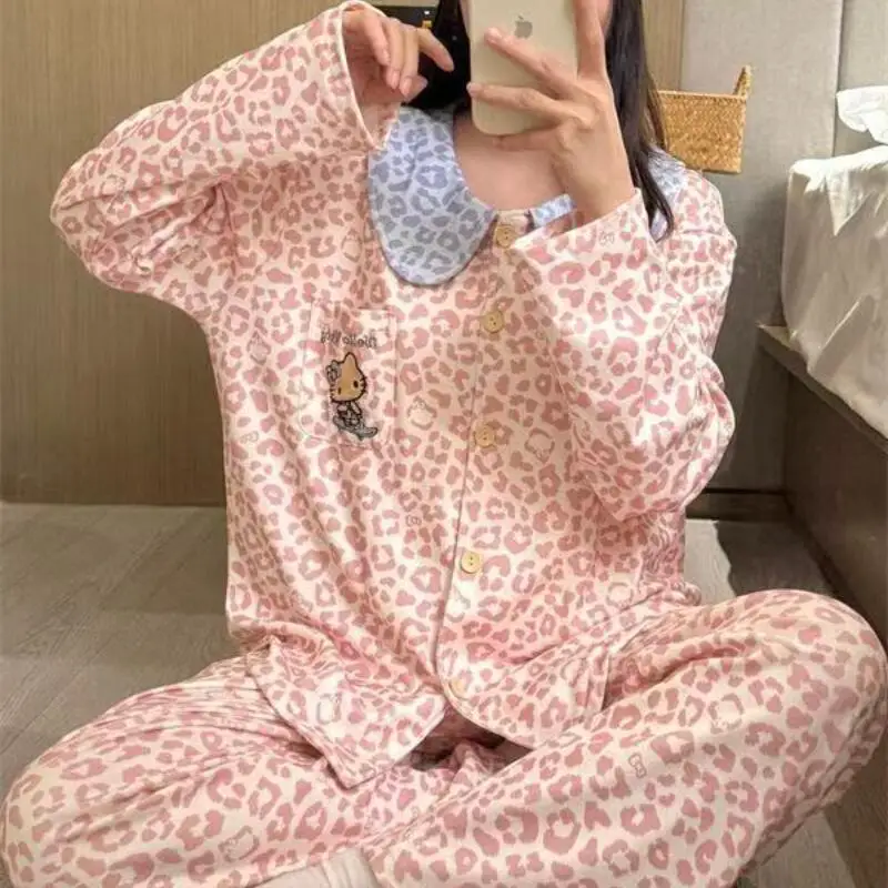 

Sanrio Hello Kitty женские зимние пижамы Kawaii мультфильм студенческая теплая одежда для сна с длинными рукавами брюки ночная рубашка комплекты домашней одежды новый