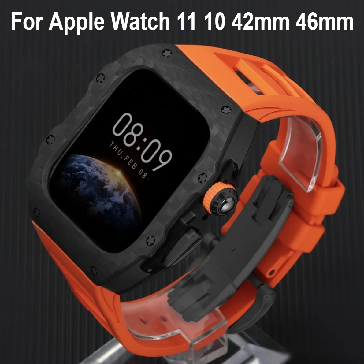 

Luxury Modification Kit for Apple Watch 11 10 42mm 46mm Stainless Steel Case Silicone Strap for Watch Series11 10 46MM Wristband