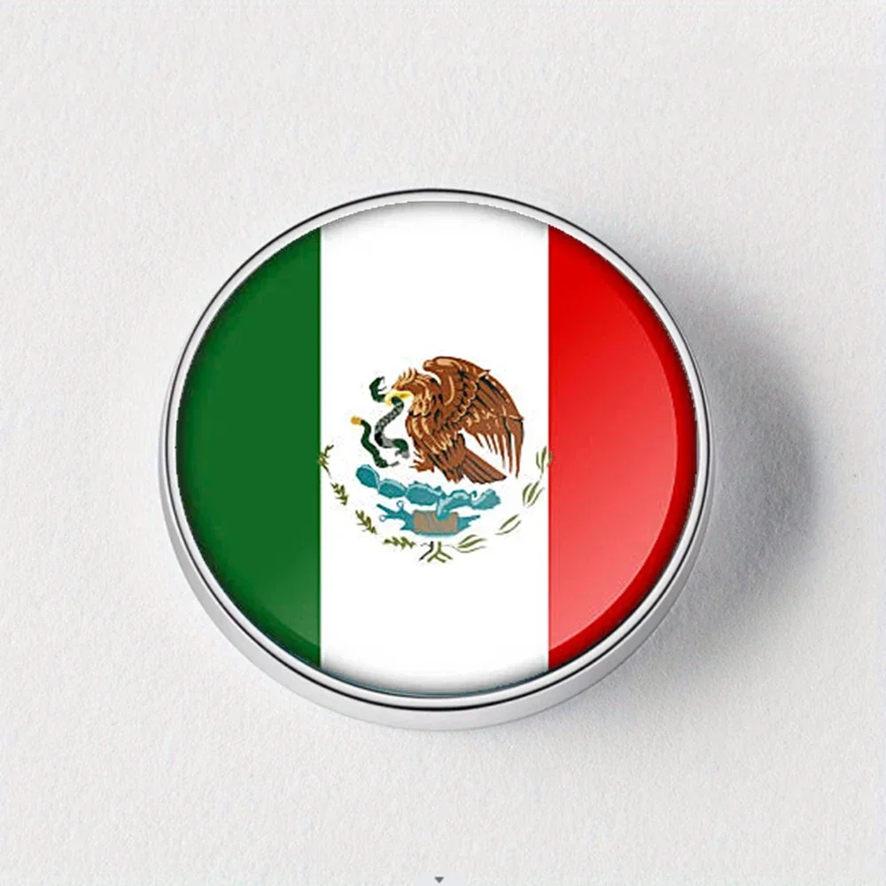 3D Mexico National Flag Fridge Magnets Silver Metal Pattern Is Used To Decor