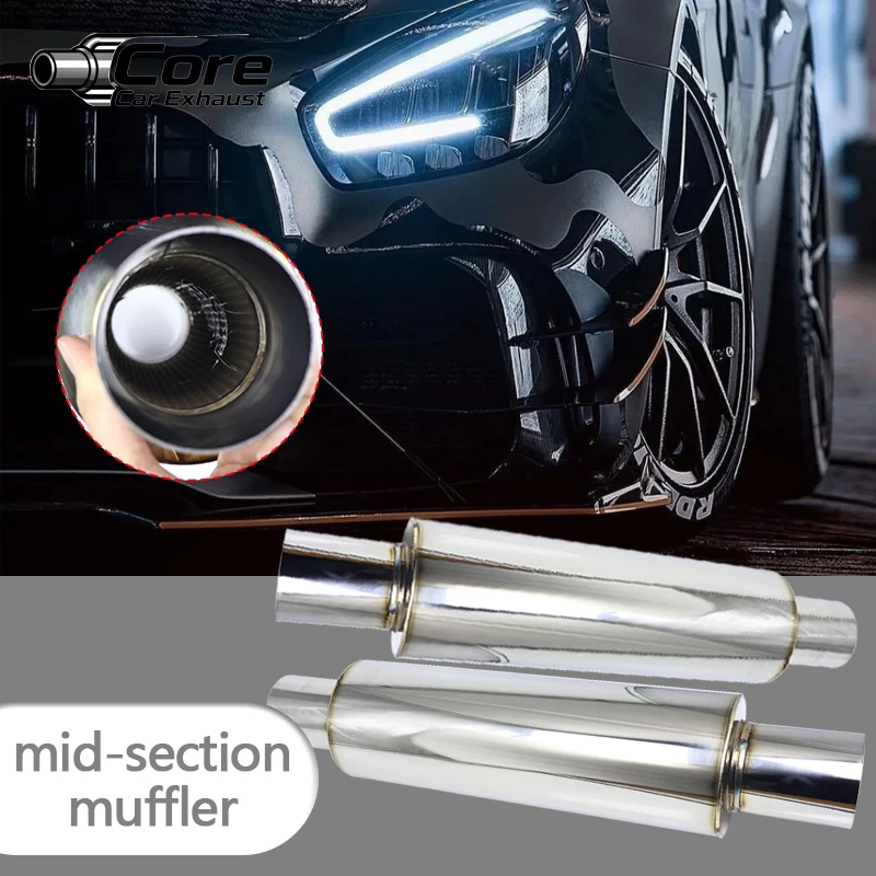 

Universal Stainless Steel Car Exhaust System, Middle Pipe, Silver Muffler, Size O.D, 51mm, 63mm, 70mm, 76mm, High Quality