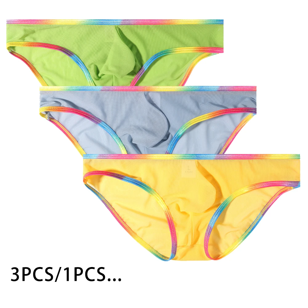 

3PCS /1PCS Low Rise Mens Briefs Soft Sheer Material Low Waist Underwear