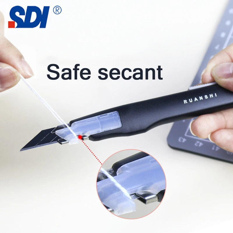 SDI Small Utility Knife 30Degree Blade Anti Shaking Safety Precies Cutting Knives Box Cutter Self-Locking Design For Film Cuting