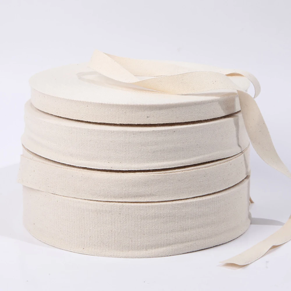 

50meters/roll 1-5cm Thick Plain Cotton Webbings in Beige Binding Ribbon Tape For High Tenacity Bag Belt Label DIY Crafts