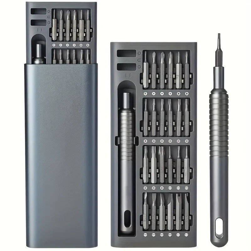 Conjunto de mini chaves de fenda 25 em 1, com cabeça plana, cruzada e broca, muito adequado para produtos eletrônicos, telefones celulares, computadores e vidros.