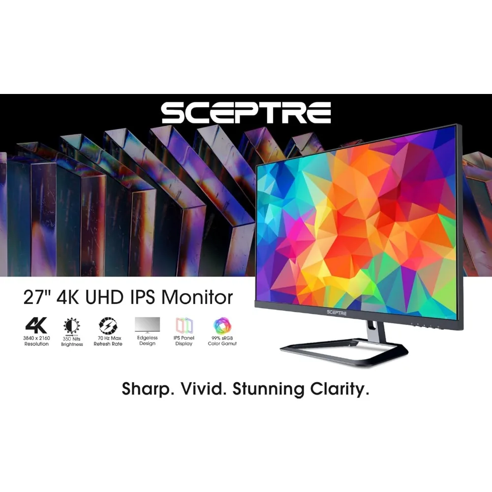 4K IPS 27 дюймов 3840x2160 UHD Монитор до 70 Гц DisplayPort HDMI 99% sRGB Встроенные динамики, черный 2021 (U275W-UPT)