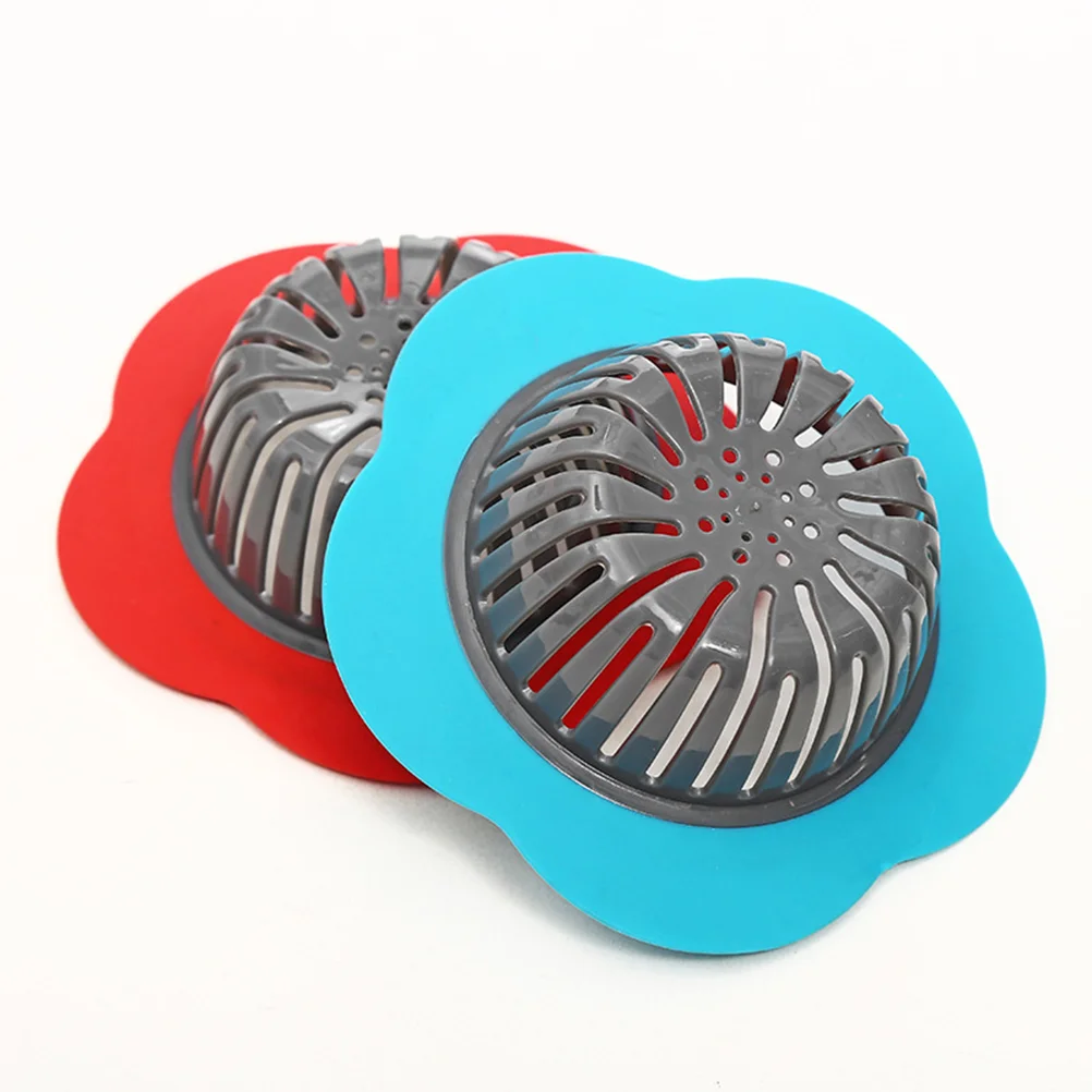 Flower Shaped Sink Strainer Kitchen Bathroom Plastic Sink Garbage Mesh Filter Sewer Drain Net Filter Strainer (Red)