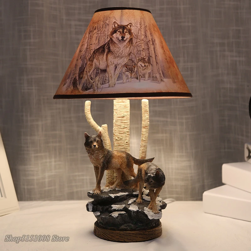 

Modern Resin Wolf Table Lamps Animal Lamp Bedside Reading Desk Light for Living Room Bedroom Home Decor Led Stand Light Fixtures