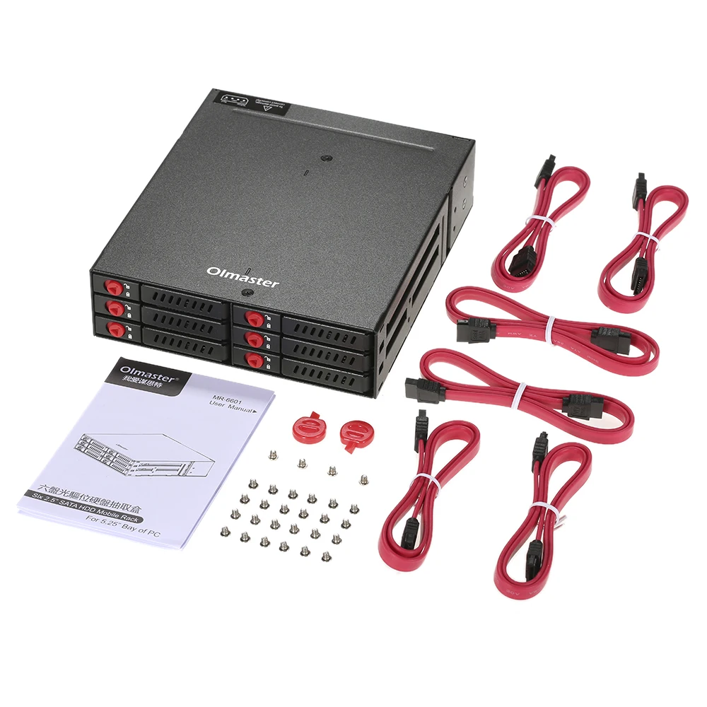 حامل الهاتف المحمول SATA رف المحمول 6 فتحات لوحة الكترونية معززة للهاتف المحمول يدعم 2.5 بوصة SATA HDD SSD القرص الصلب مع خزانة مروحة التبريد 6 جيجابت في الثانية للتبديل السريع