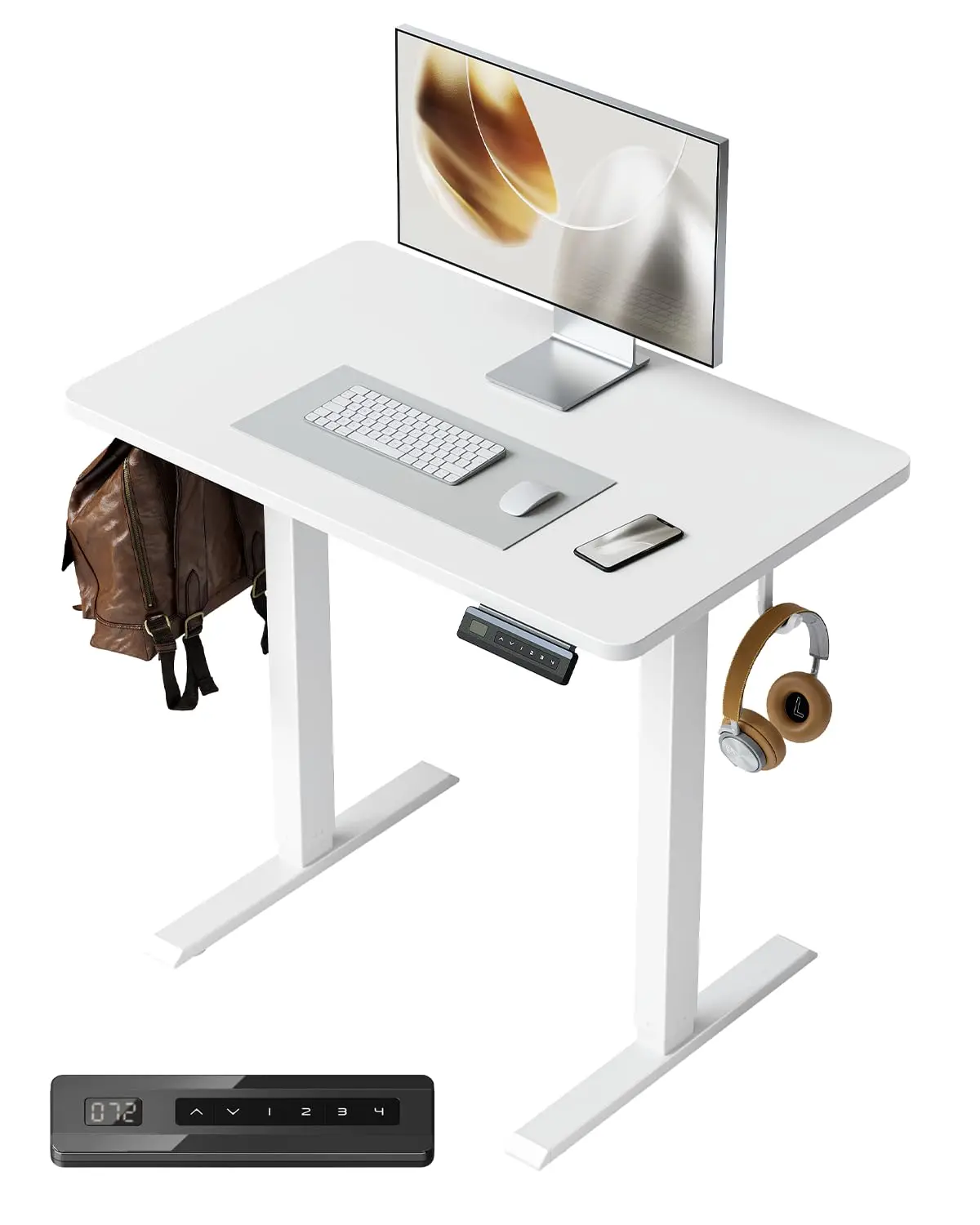 

One-Piece Standing Desk Height Adjustable Stand up Home Office Desk, 32x20 Inch Small Electric Standing Computer, Customized