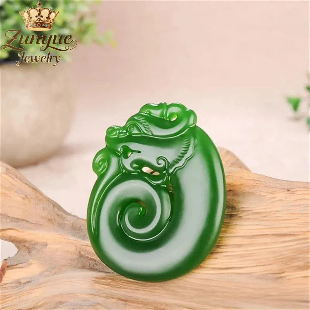 

Natural Hetian Jade Dragon-Shaped Jade Pendant Luxury Quality Jewelry Best Selling Fashion Jewelry Exquisite Charms Popular
