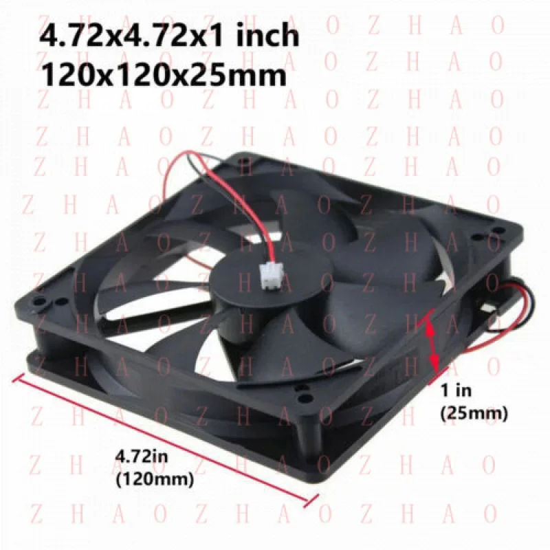 L+ for 12V DC Cooling Fan 120x120x25mm 2 Pin GDT12025S12B for CPU PC Printer Laser