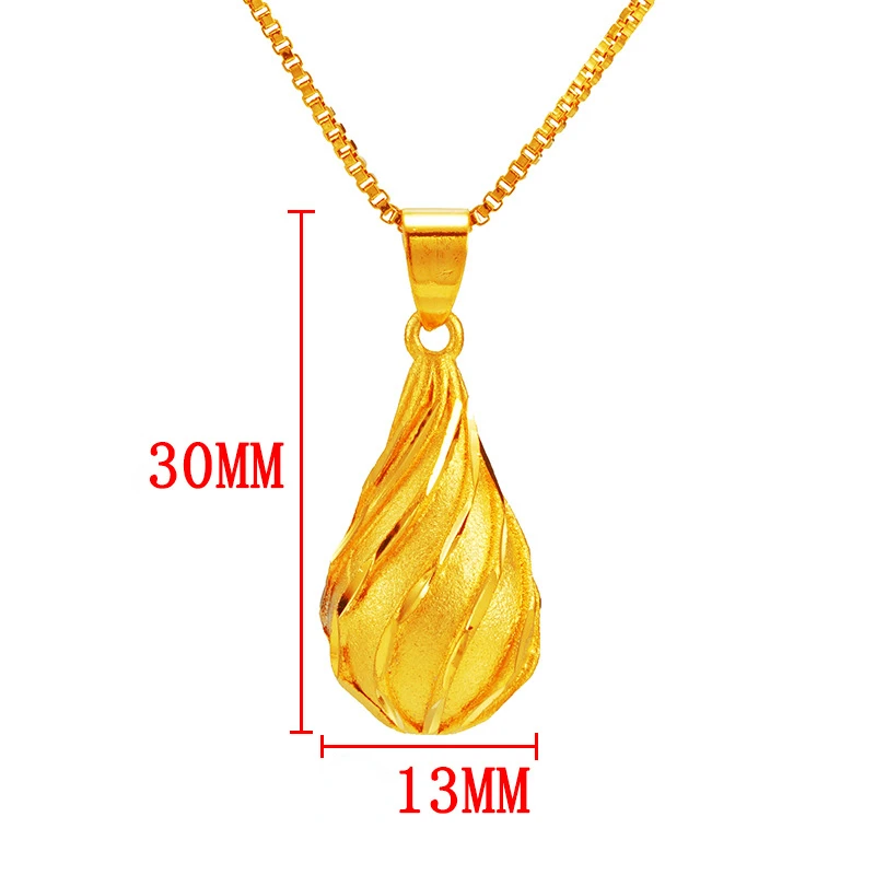 pure 18k Gold Color Water droplet Necklace chain for Women wedding birthday Party Ladies Necklace Fashion Luxury Jewelry Gifts
