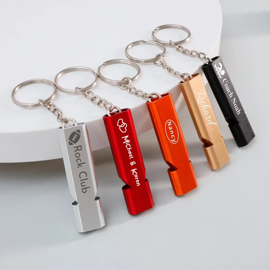 10/30/50Pcs Personalized Aluminum Alloy High-Frequency Emergency Whistles - Suitable for Football Clubs, Hiking, Camping and EDC