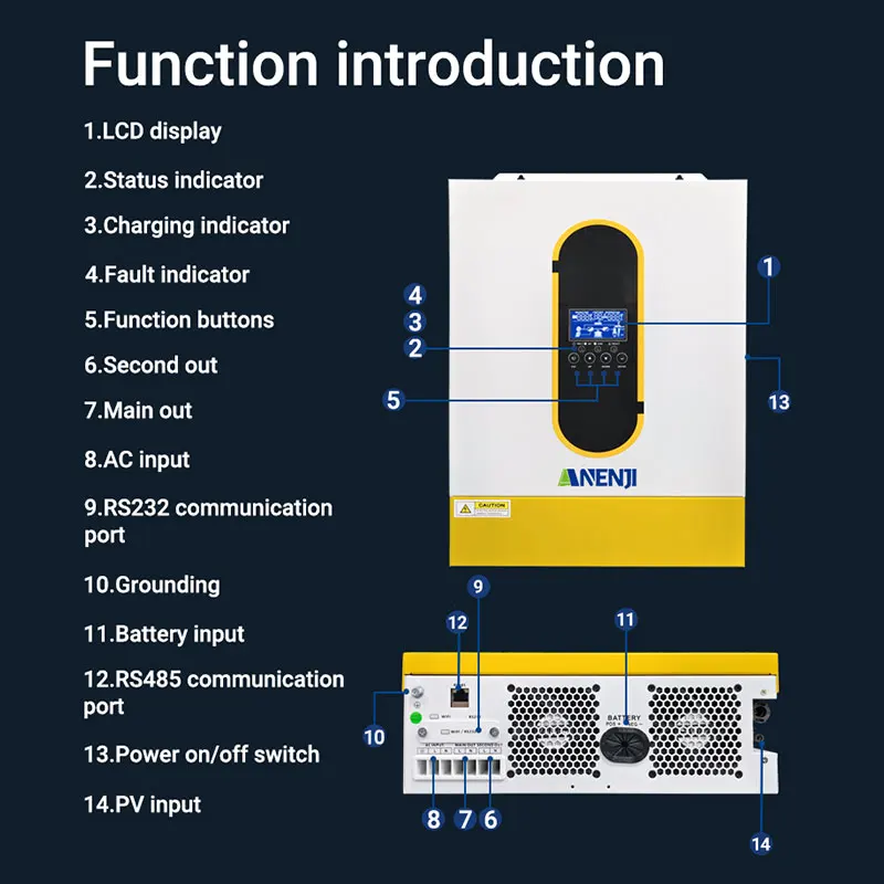 6200W 48V Hybrid Solar Inverter inversor solar híbrido 220V Off grid/On Grid MPPT Dual Output Pure sine wave for panel solar