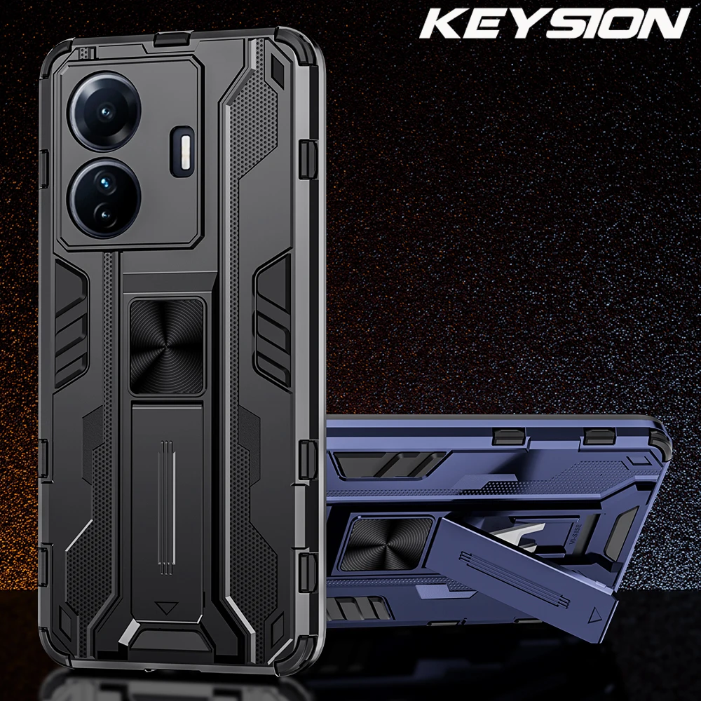 

KEYSION Shockproof Armor Case for VIVO T1 5G T1 Pro 5G India Soft Silicone+PC Kickstand Phone Back Cover for iQOO Z6 Pro 5G