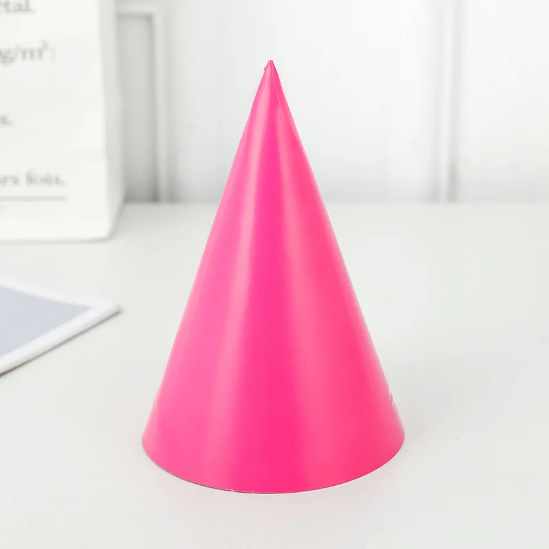 10PCS INS Kids Paper Blue Green Birthday Hat Soild Color Yellow Pink Purple Party Headwear Baby Shower Boy Girl Cap